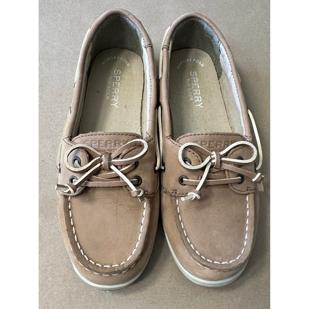 Sperry Top-Sider Firefish Tan Leather Boat Shoes Girls Size 2.5M